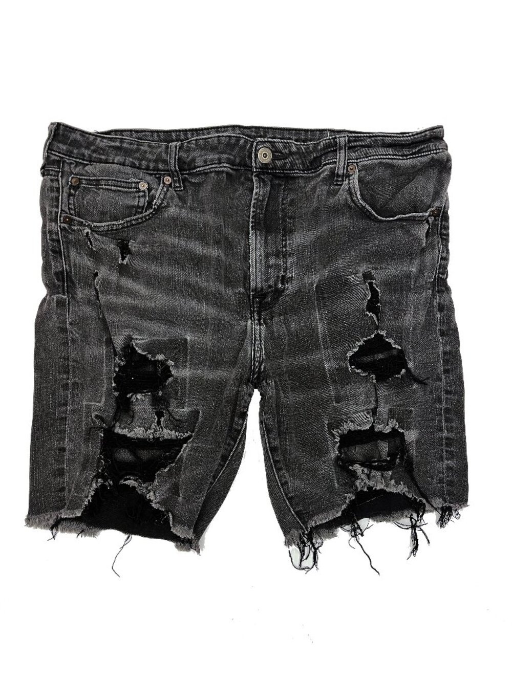 American Eagle Flex Black Distressed Destroyed Stretch Jean Shorts Mens 40
